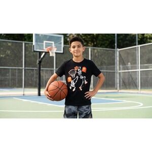 The Childrens Place Boy Shirt Halloween Skeleton Basketball Pumpkin L 10/12